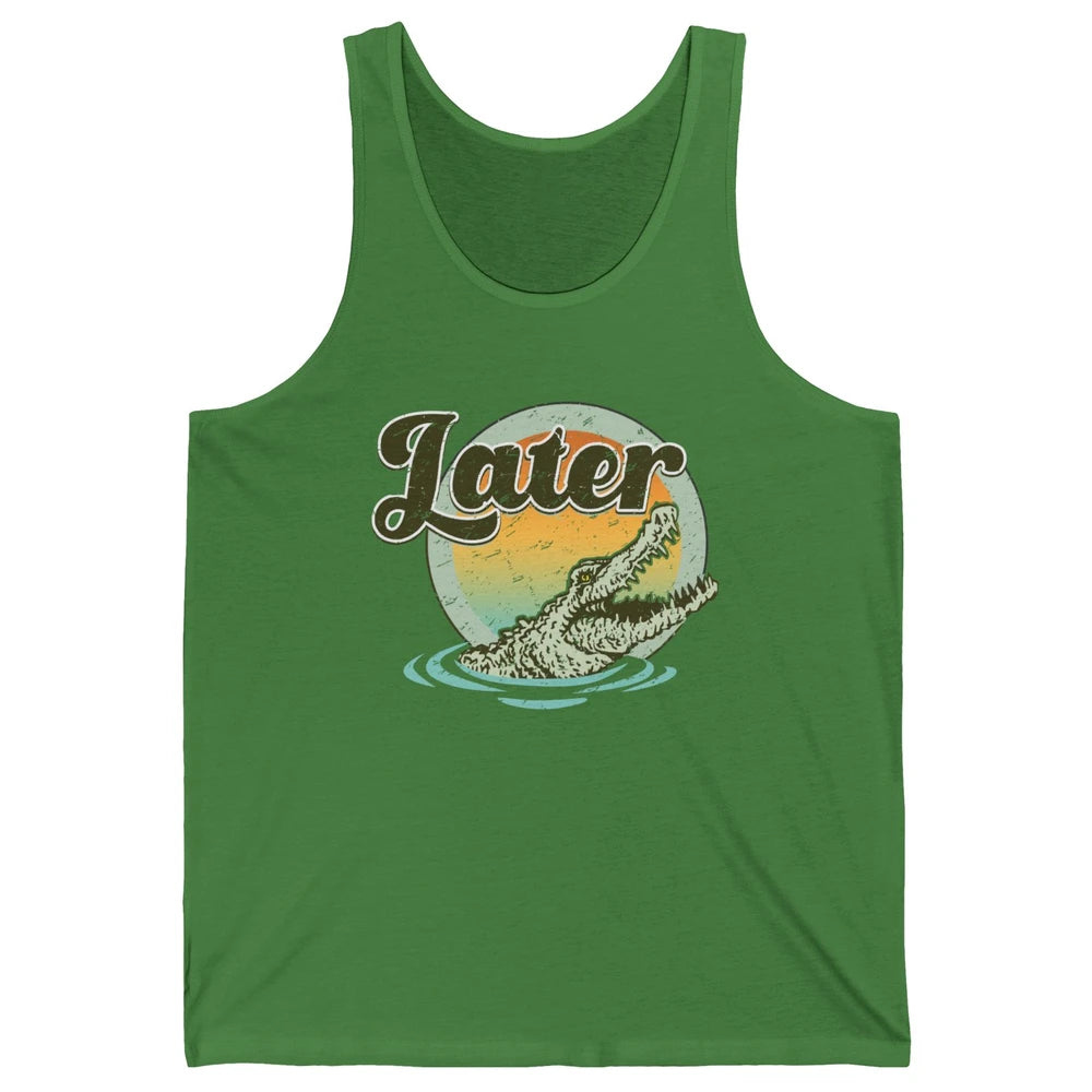 Retro Crocodile Later Take Sunset Nature Lazy Crocodile Gift Unisex Jersey Tank