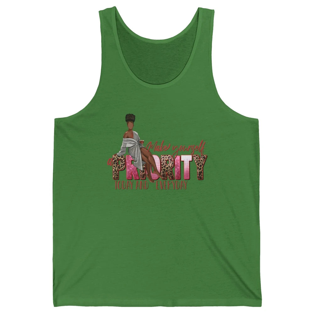 Afro Woman Make Yourself Priority Everyday Black Woman Pride Unisex Jersey Tank