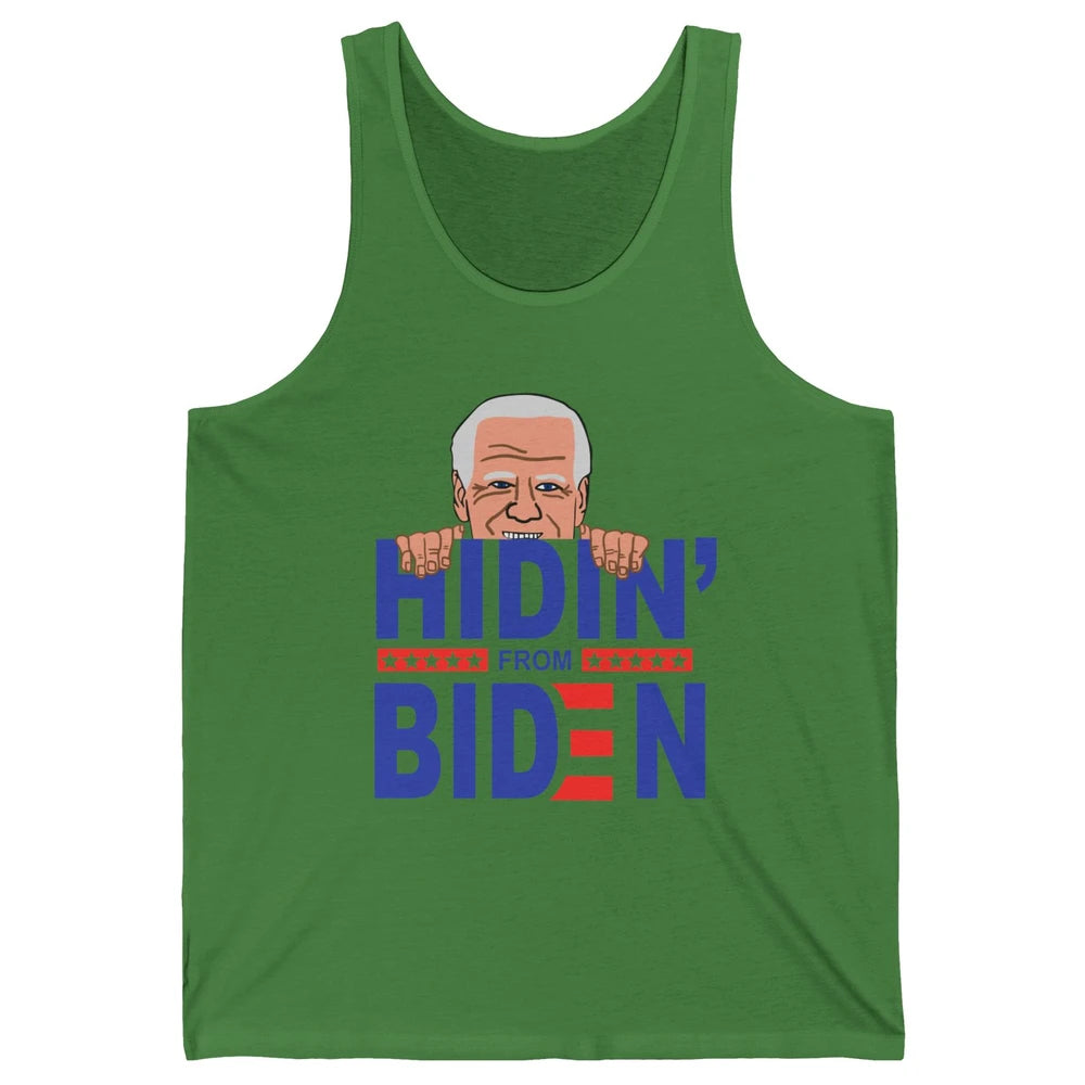 Retro Funny Joe Biden Hiding From Biden Anti Liberal US Flag Unisex Jersey Tank