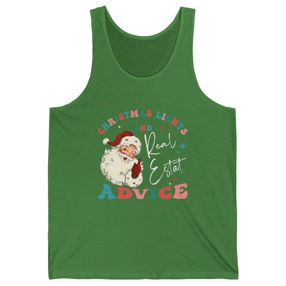 Merry Christmas Xmas Lights Santa Realtor Real Estate Advice Unisex Jersey Tank