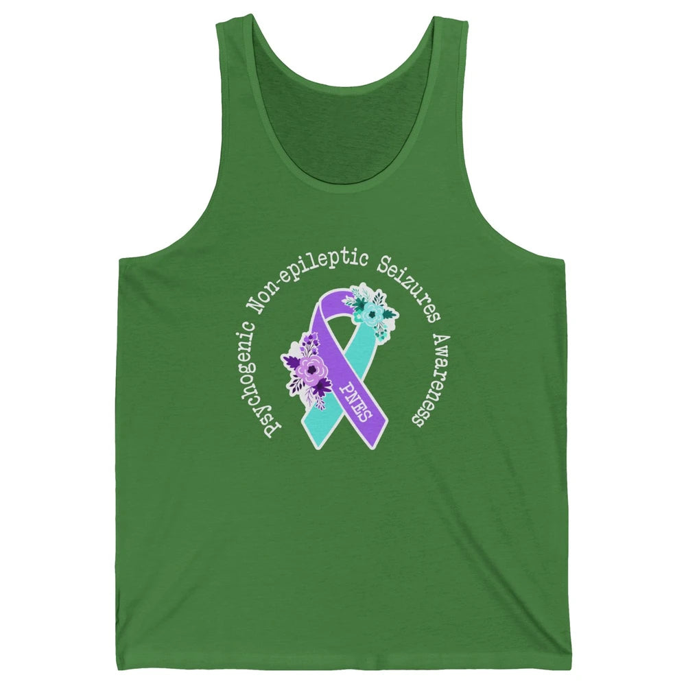 Psychogenic Non-epileptic Seizures PNES Purple Teal Ribbon Unisex Jersey Tank