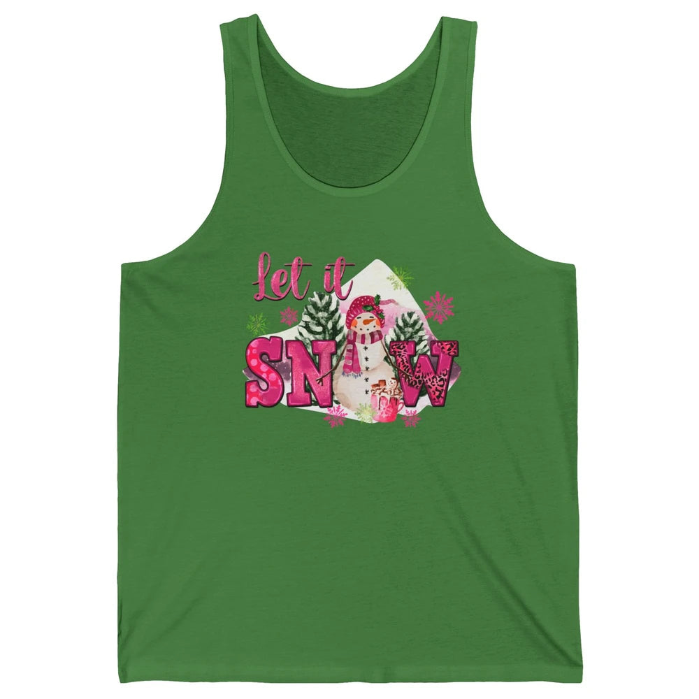 Retro Pink Christmas Snowman Let It Snow Winter Cozy Season Unisex Jersey Tank