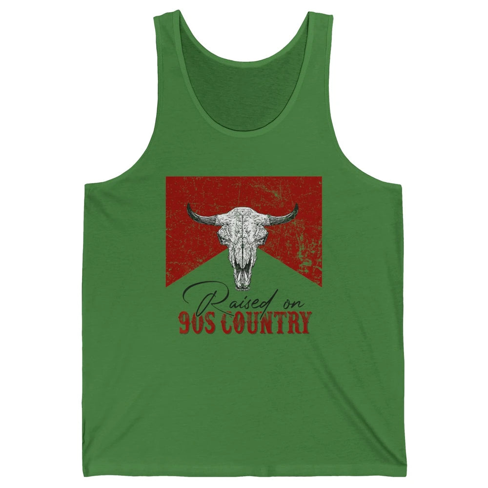 Raised On 90s Country Bull Skull Retro Western Country Rodeo Unisex Jersey Tank