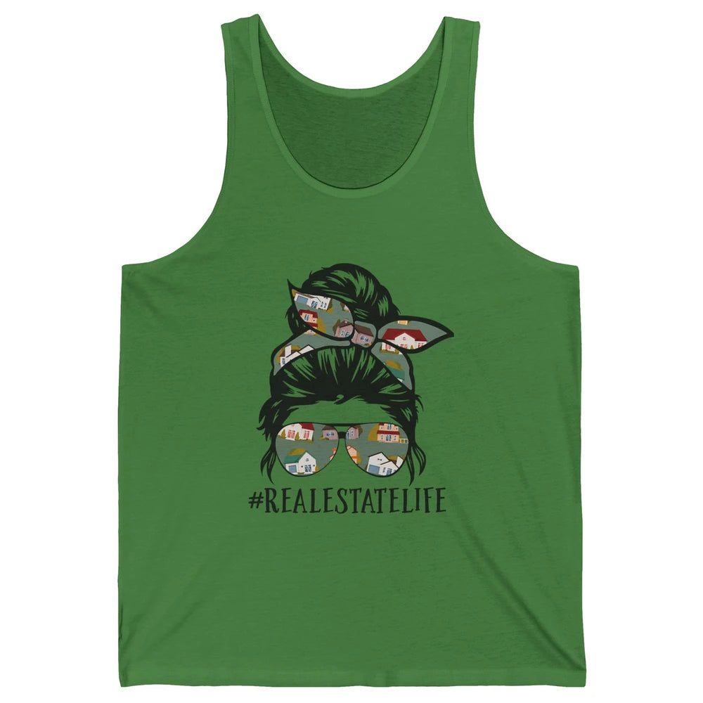 Real Estate Wife Life Messy Bun Mom Realtor Women Close Deal Unisex Jersey Tank