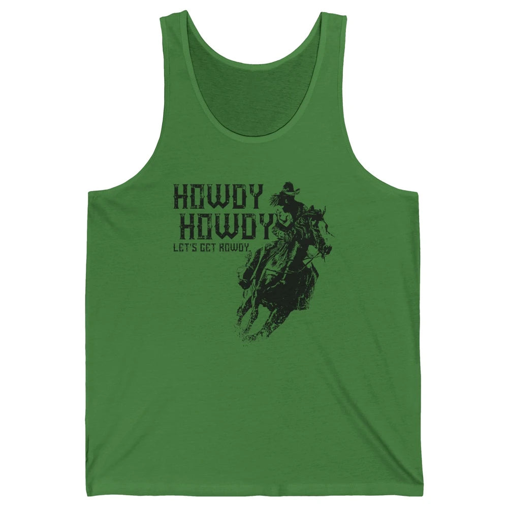 Retro Howdy Cowboy Rodeo Riding Horse Western Country Men Unisex Jersey Tank