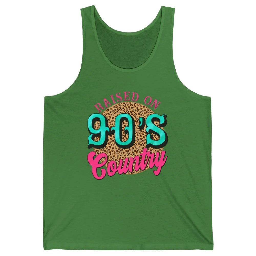 Retro Leopard Raised On 90s Country Birthday Western Country Unisex Jersey Tank