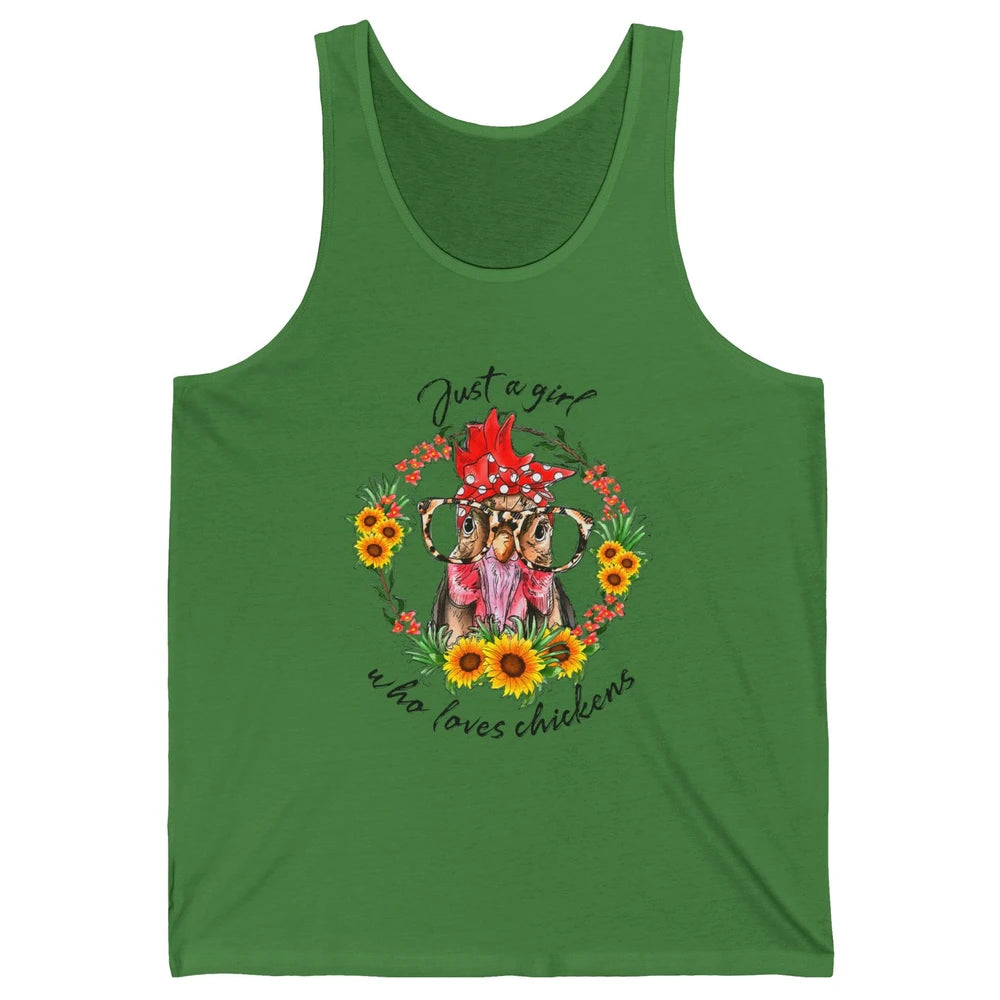 Retro Just Girl Loves Chickens Flower Chicken Farm Animal Unisex Jersey Tank