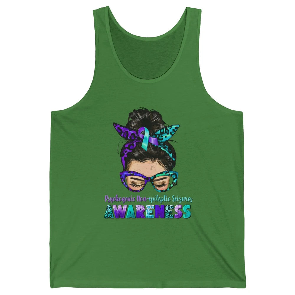 Psychogenic Non-epileptic Seizures PNES Ribbon Messy Bun Mom Unisex Jersey Tank