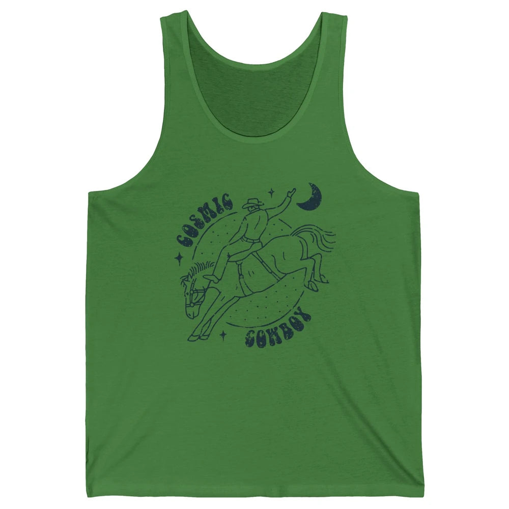 Retro Cowboy Riding Cosmic Cowboy Western Country Cowgirl Unisex Jersey Tank