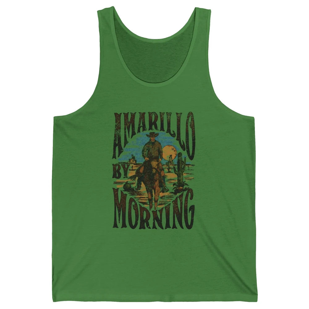 Retro Cowboy Riding Horse Desert Amarillo By Morning Western Unisex Jersey Tank