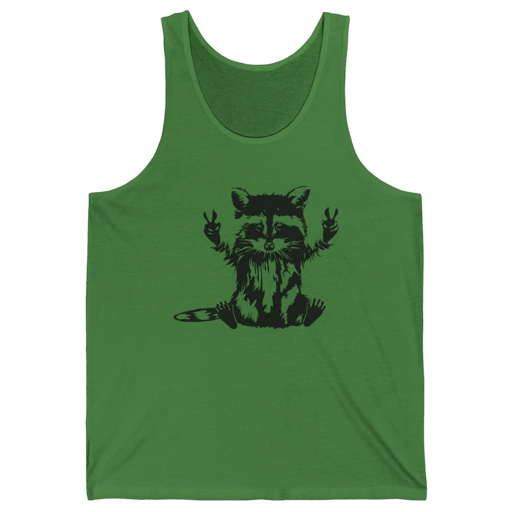 Funny Racoon Peace Sign Trashed Racoon Panda Lovers Gift Unisex Jersey Tank