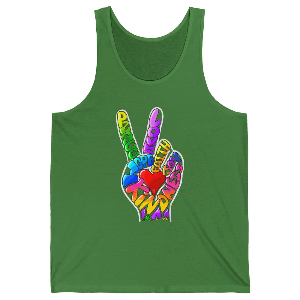 Peace Love Hope Joy Faith Kindness Word Christian Religious Unisex Jersey Tank