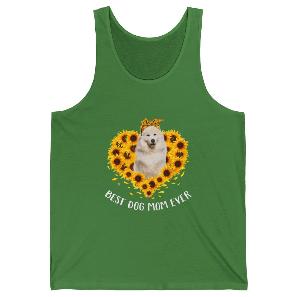 Retro Best Samoyed Dog Mom Ever Mother Puppy Sunflower Heart Unisex Jersey Tank