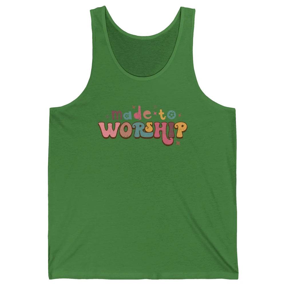 Retro Made To Worship Bible Verse Christian Religious Gift Unisex Jersey Tank