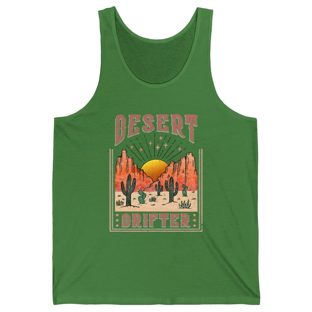 Retro Desert Cactus Sunset Desert Drifter Western Country Unisex Jersey Tank