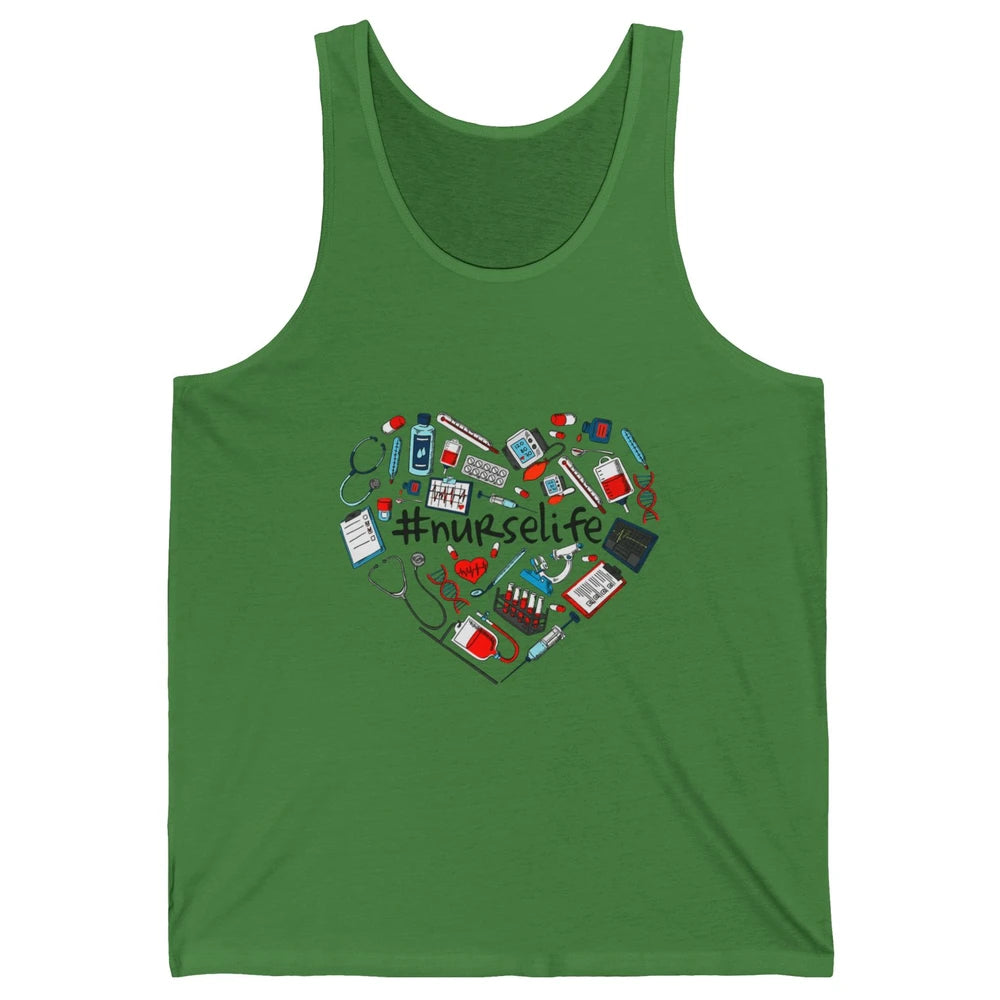 Nurse Life Stethoscope Heart Funny Nursing Love CNA Worker Unisex Jersey Tank