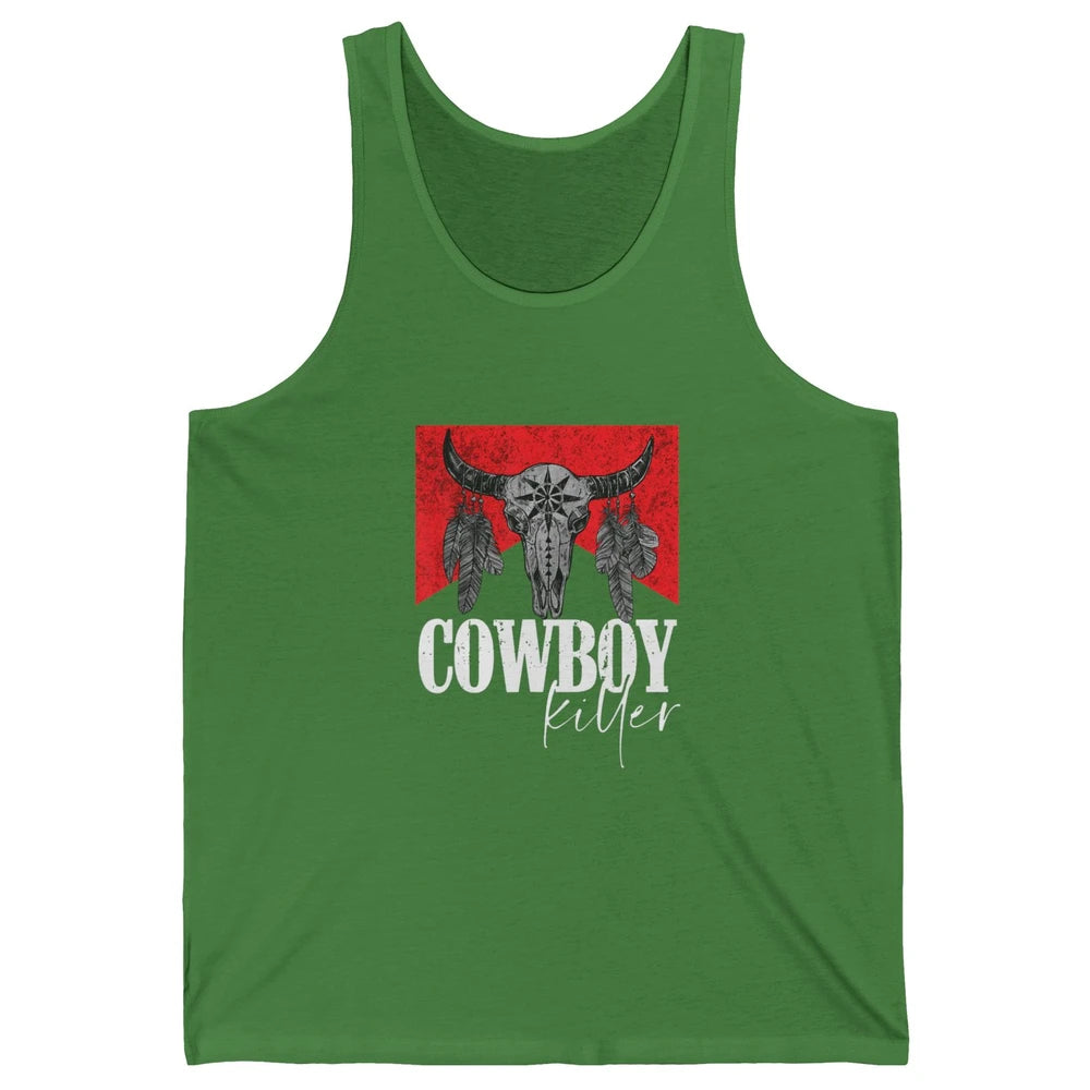Retro Cow Skull Cowboy Killer Punchy Bull Western Country Unisex Jersey Tank