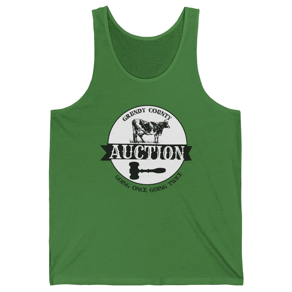 Retro Cow Cattle Grundy County Auction Western Country Farm Unisex Jersey Tank