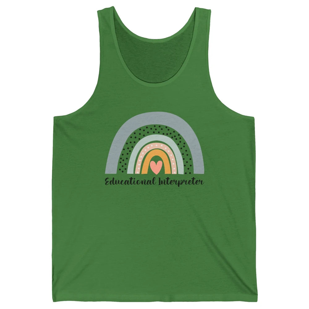 Retro Boho Rainbow Educational Interpreter Back To School Unisex Jersey Tank