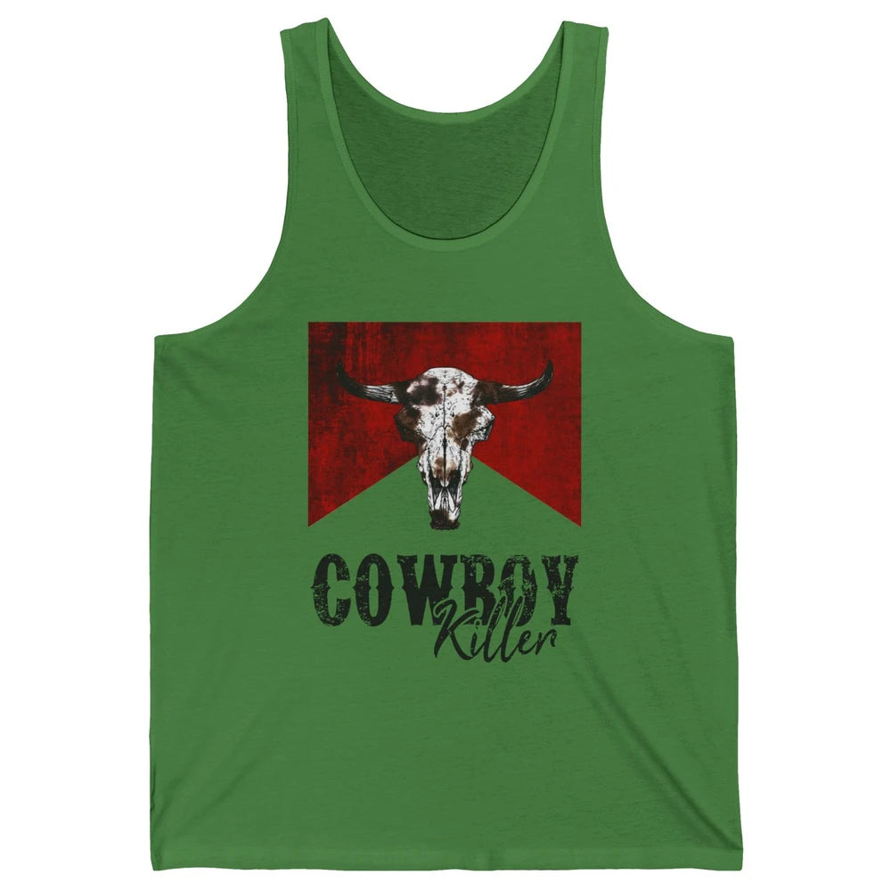 Retro Cow Skull Cowboy Killer Western Country Cowgirl Gift Unisex Jersey Tank