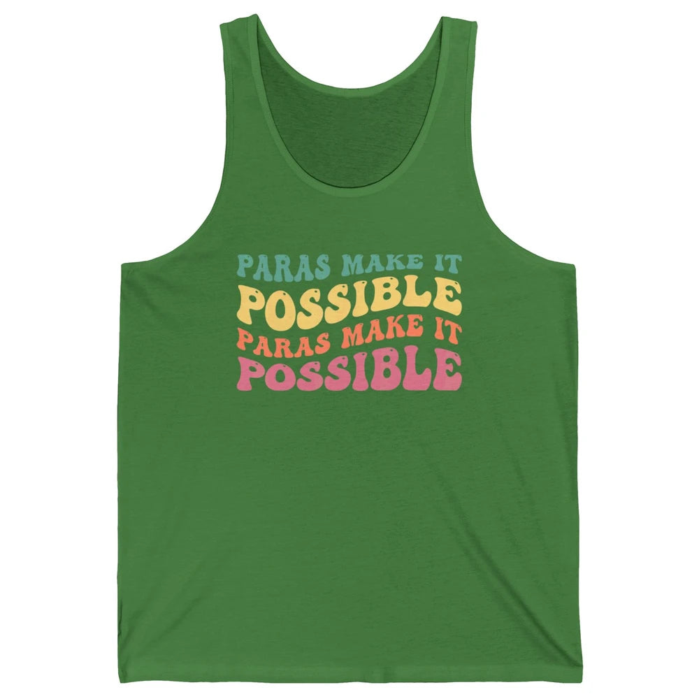Paras Make It Possible Groovy Boho Paraprofessional Teacher Unisex Jersey Tank