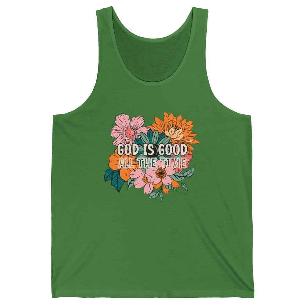 Retro God Is Good All The Time Floral Christian Bible Verse Unisex Jersey Tank