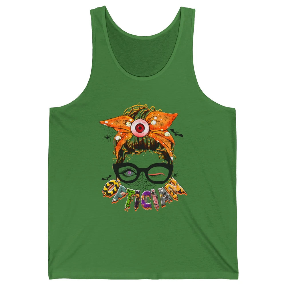 Optician Halloween Women Messy Bun Optometrist Ophthalmic Unisex Jersey Tank