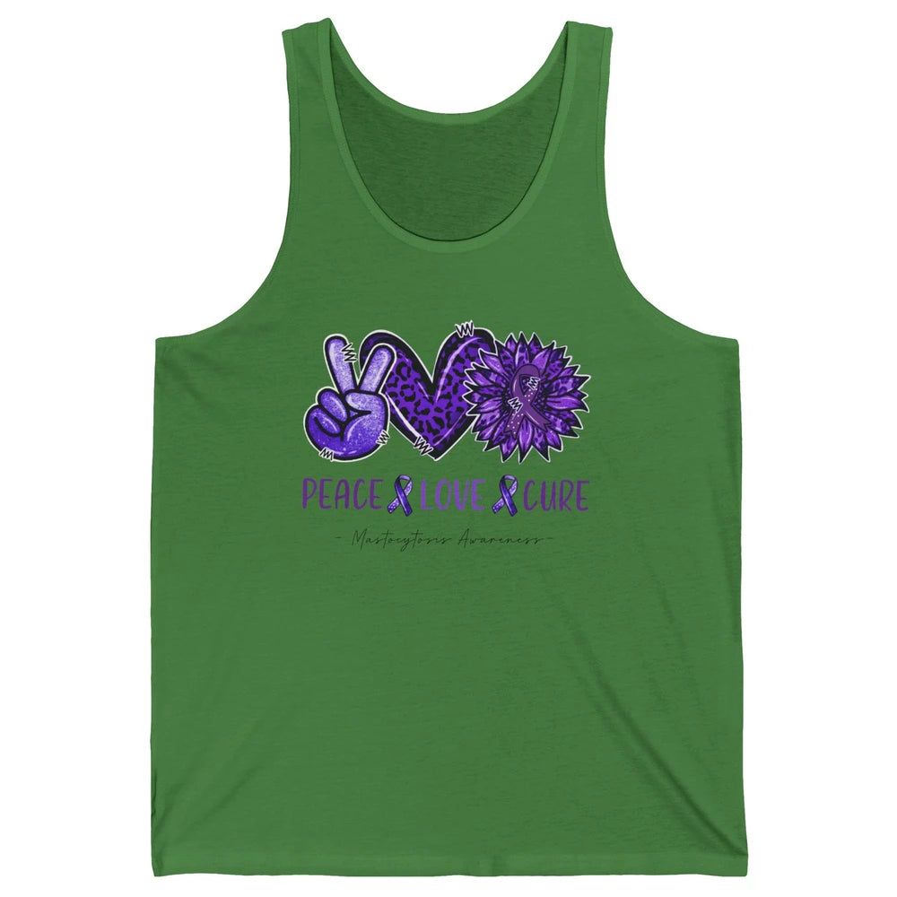 Mastocytosis Awareness Purple Ribbon Peace Love Fight Unisex Jersey Tank
