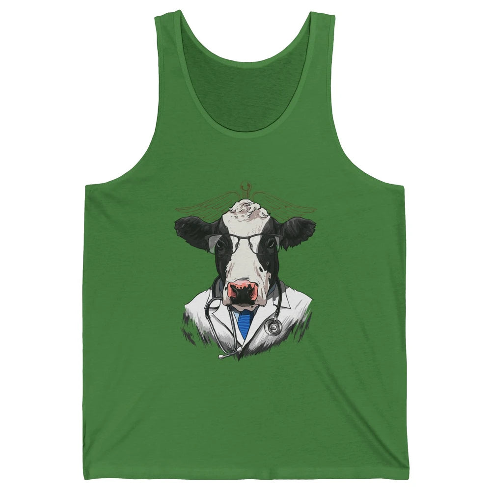 Funny Cow Vet Doctor Physician Surgeon Vet Tech Veterinarian Unisex Jersey Tank