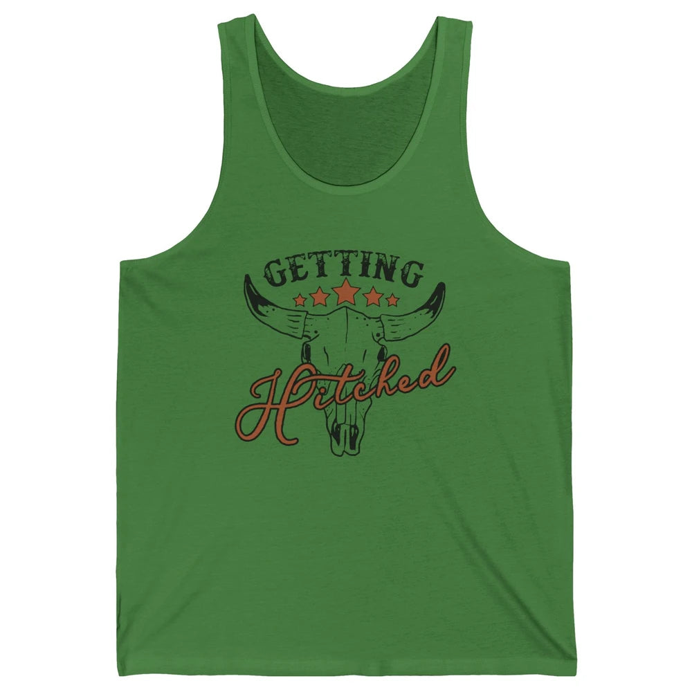 Retro Bull Skull Getting Rowdy Gettin Hitched Western Bridal Unisex Jersey Tank