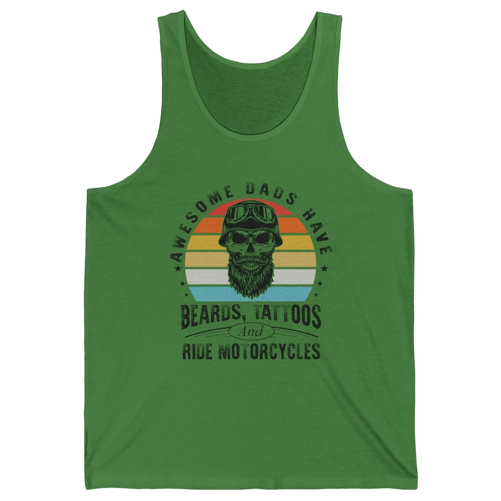 Retro Awesome Dads Have Beards Tattoos And Ride Motorcycles Unisex Jersey Tank