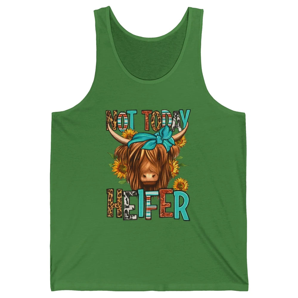 Leopard Highland Cow Bandana Not Today Heifer Western Animal Unisex Jersey Tank