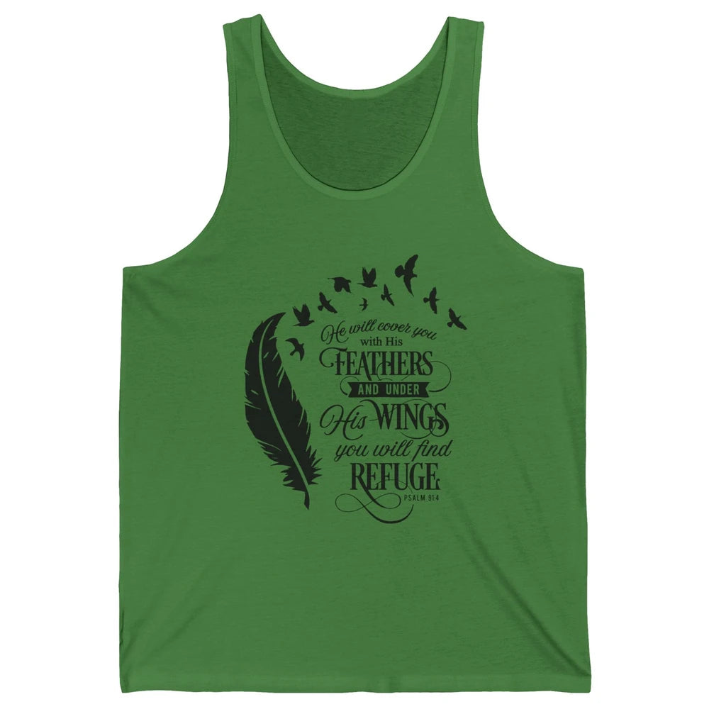 Christian He Will Cover You With His Feathers Bible Verse Unisex Jersey Tank