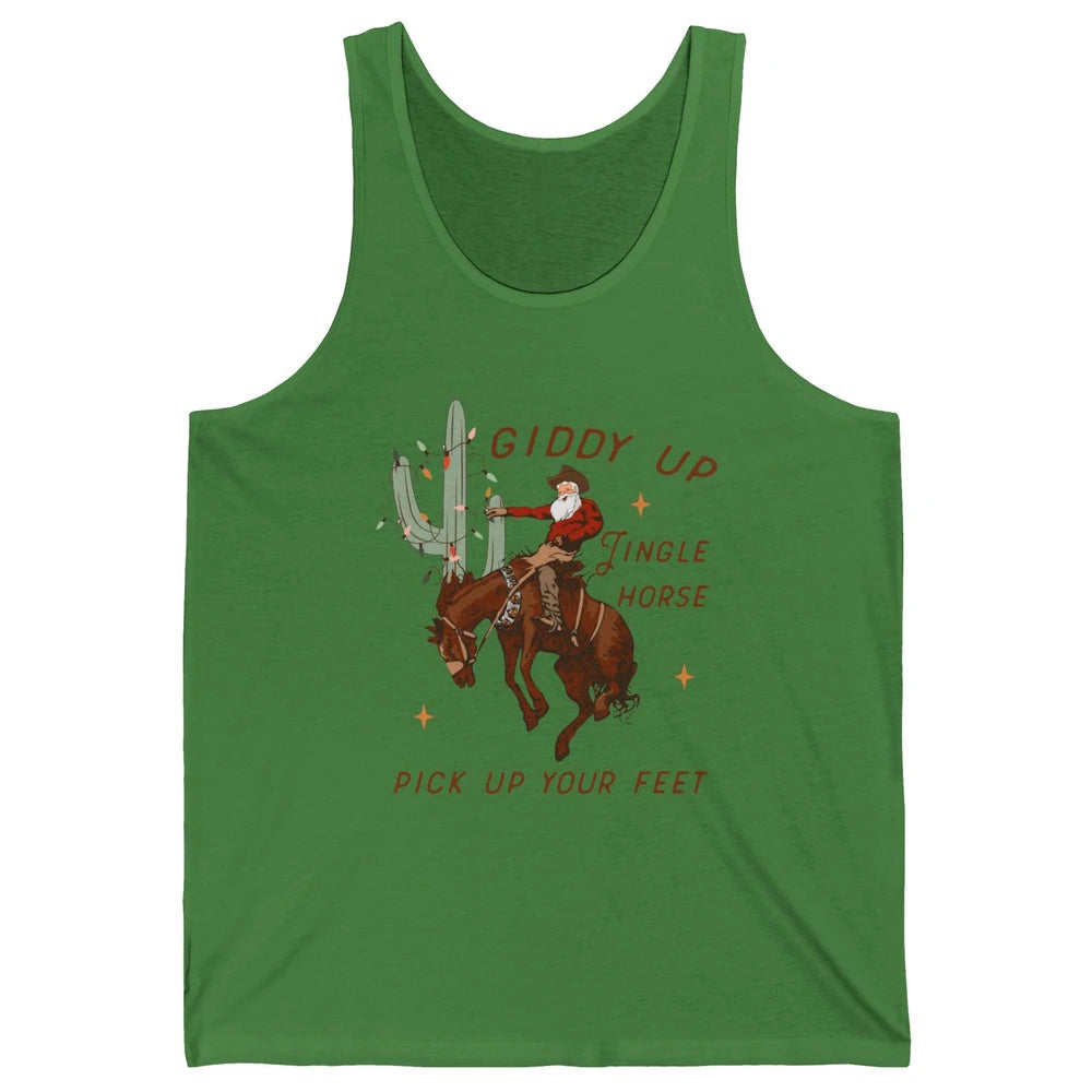 Cowboy Santa Horsing Giddy Up Jingle Horse Christmas Cactus Unisex Jersey Tank