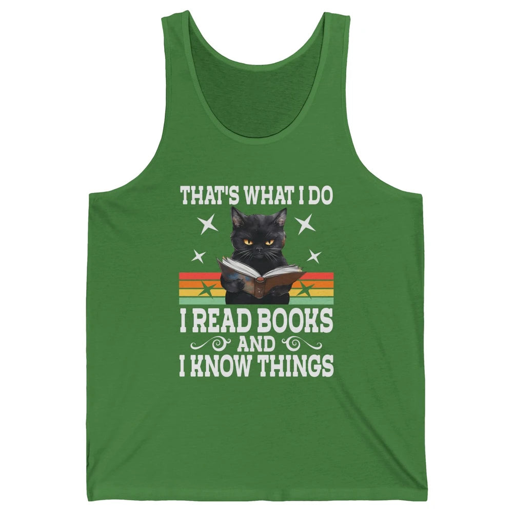 Retro Cat Books The Reader Black Cat Reading Books Bookish Bookworm Kitten Unisex Jersey Tank