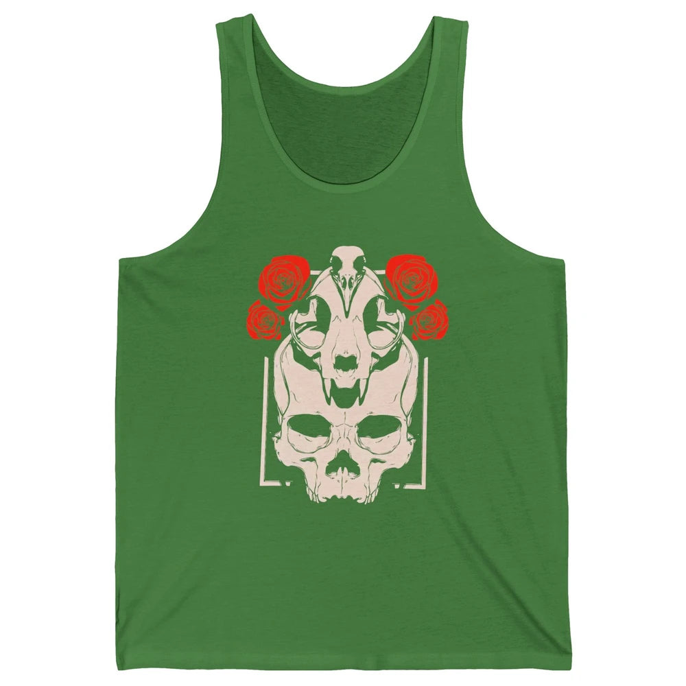 Mystical Skulls Gothic Witch Floral Grunge Magic Occult Edgy Unisex Jersey Tank