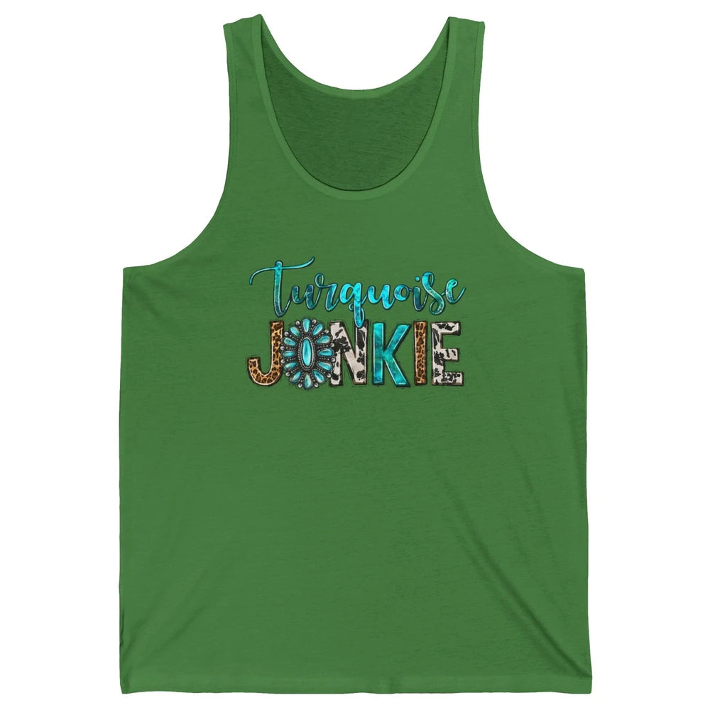 Retro Leopard Turquoise Junkie Gemstone Western Country Unisex Jersey Tank