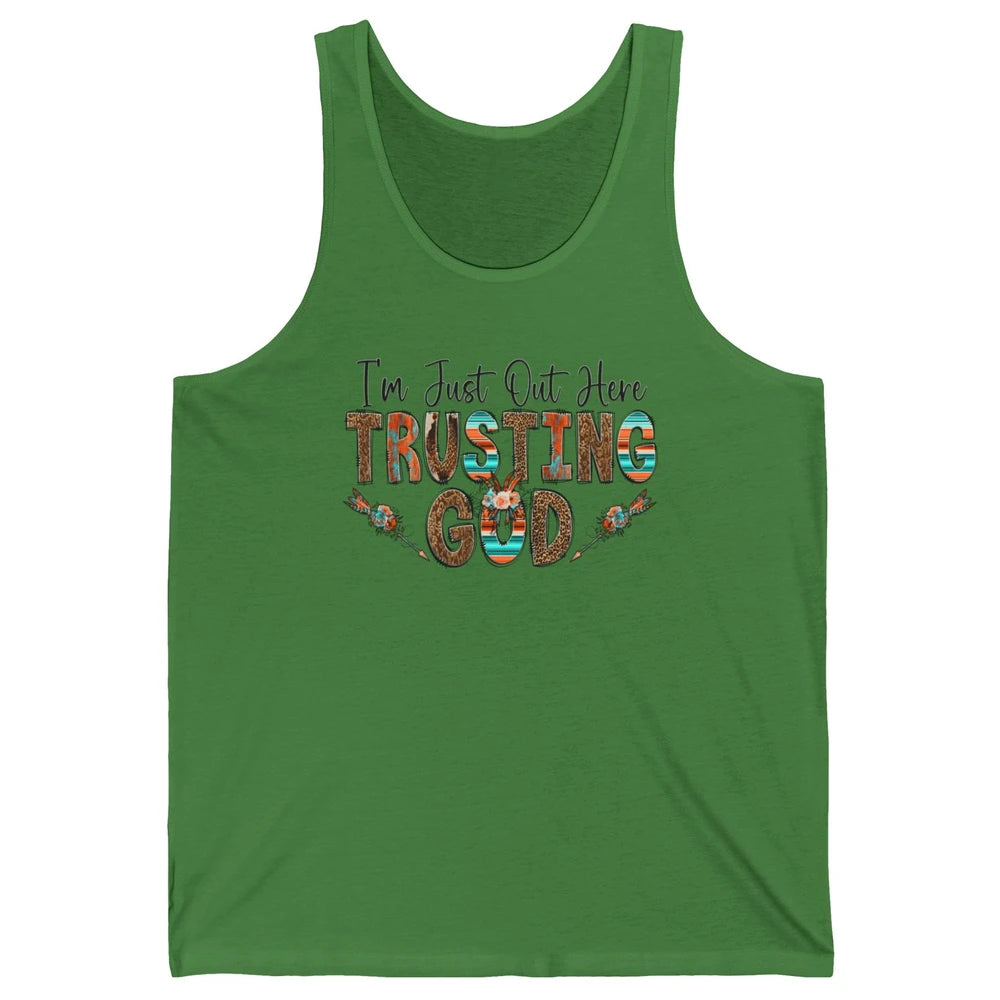 Out Here Trusting God Jesus Religion Christian Floral Bible Unisex Jersey Tank