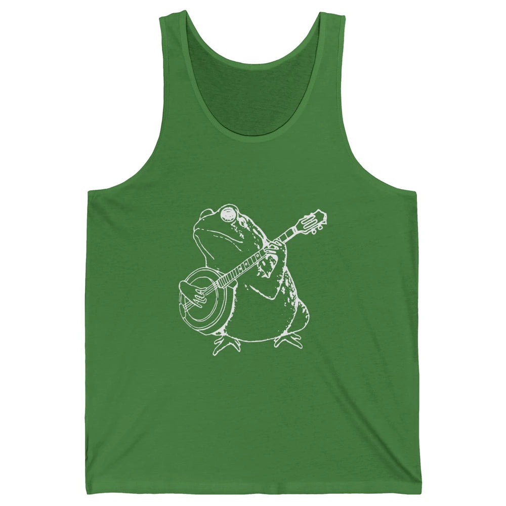 Retro Frog Playing Banjo Musician Banjo Player Music Vintage Unisex Jersey Tank