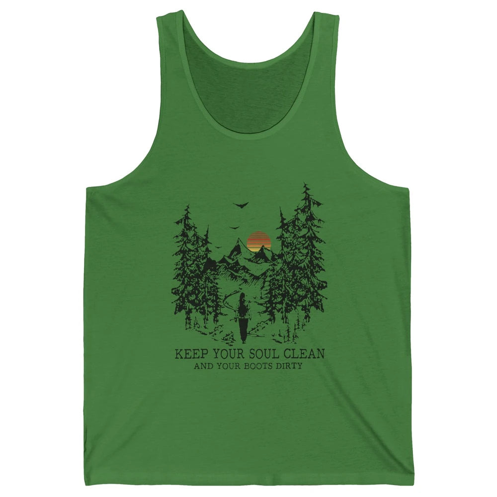 Retro Hiking Camping Keep Your Soul Clean & Your Boots Dirty Unisex Jersey Tank