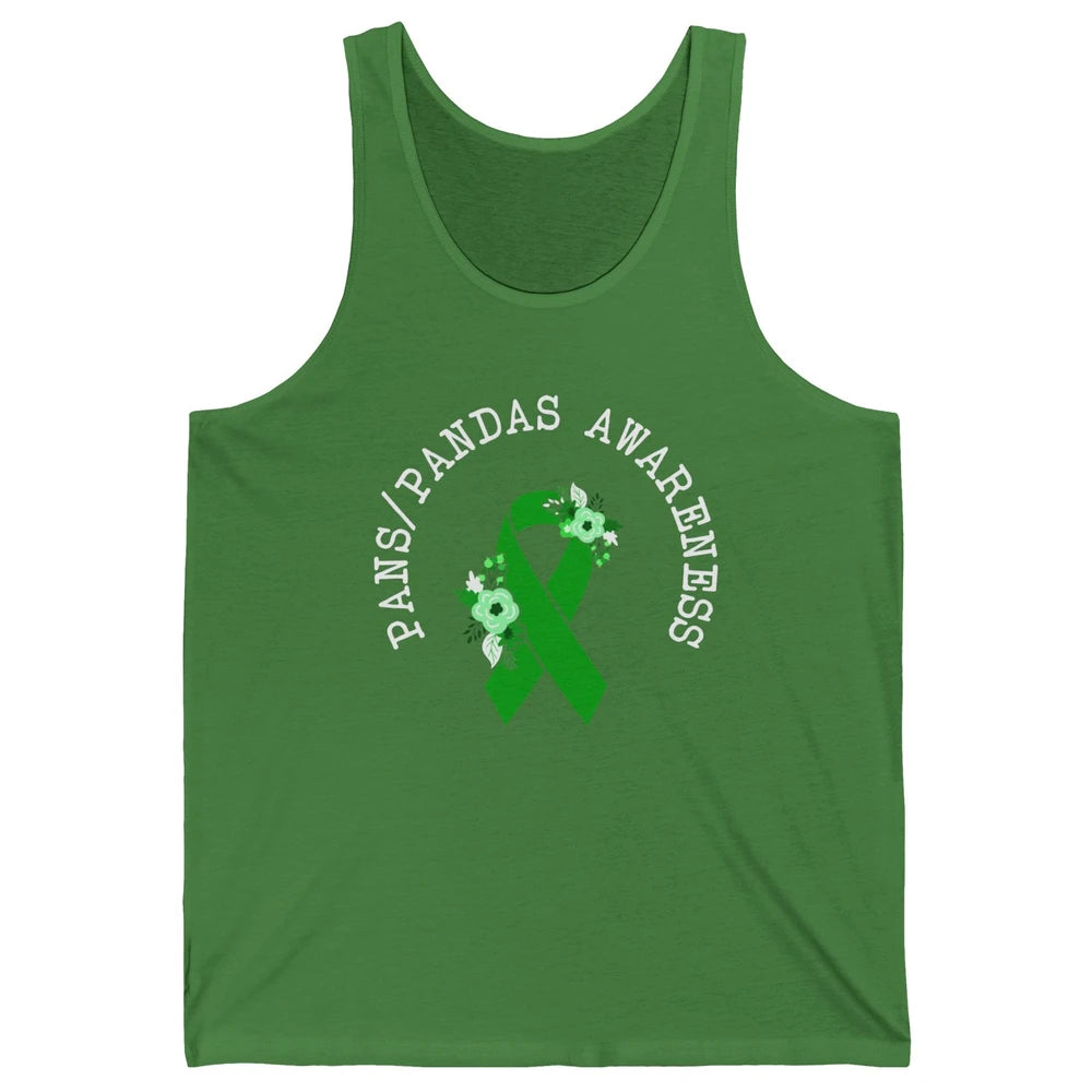 PANS/PANDAS Awareness Floral Green Ribbon Pans Disease Unisex Jersey Tank