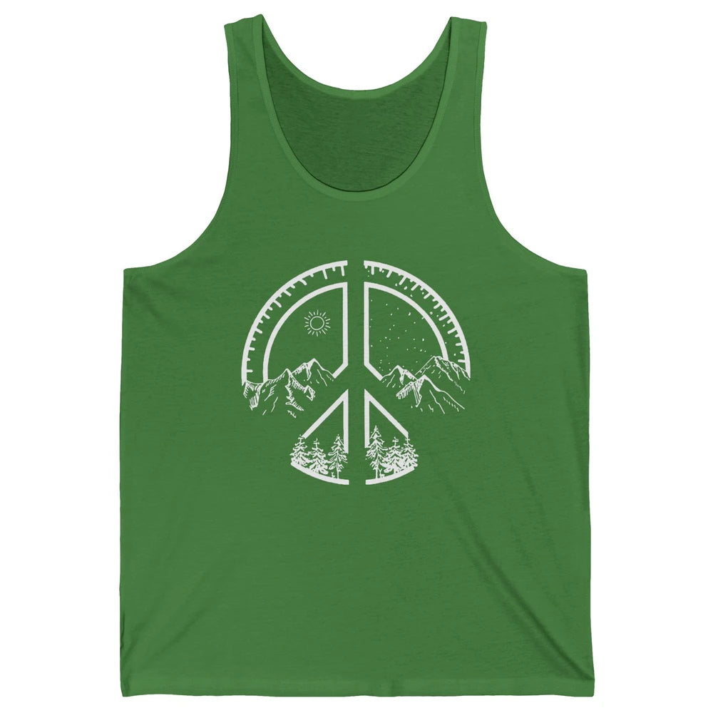 Peace Love Hiking Mountain Hikers Exploring Nature Camping Unisex Jersey Tank