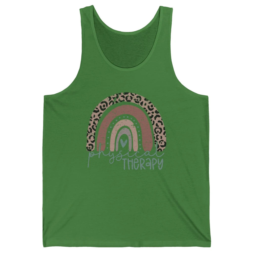 Retro Physical Therapy Rainbow Physical Therapist PT Leopard Unisex Jersey Tank