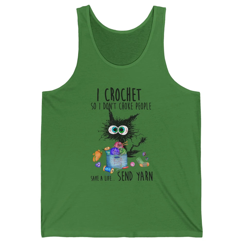 I Crochet So I Dont Choke People Cute Black Cat Knit Vintage Unisex Jersey Tank