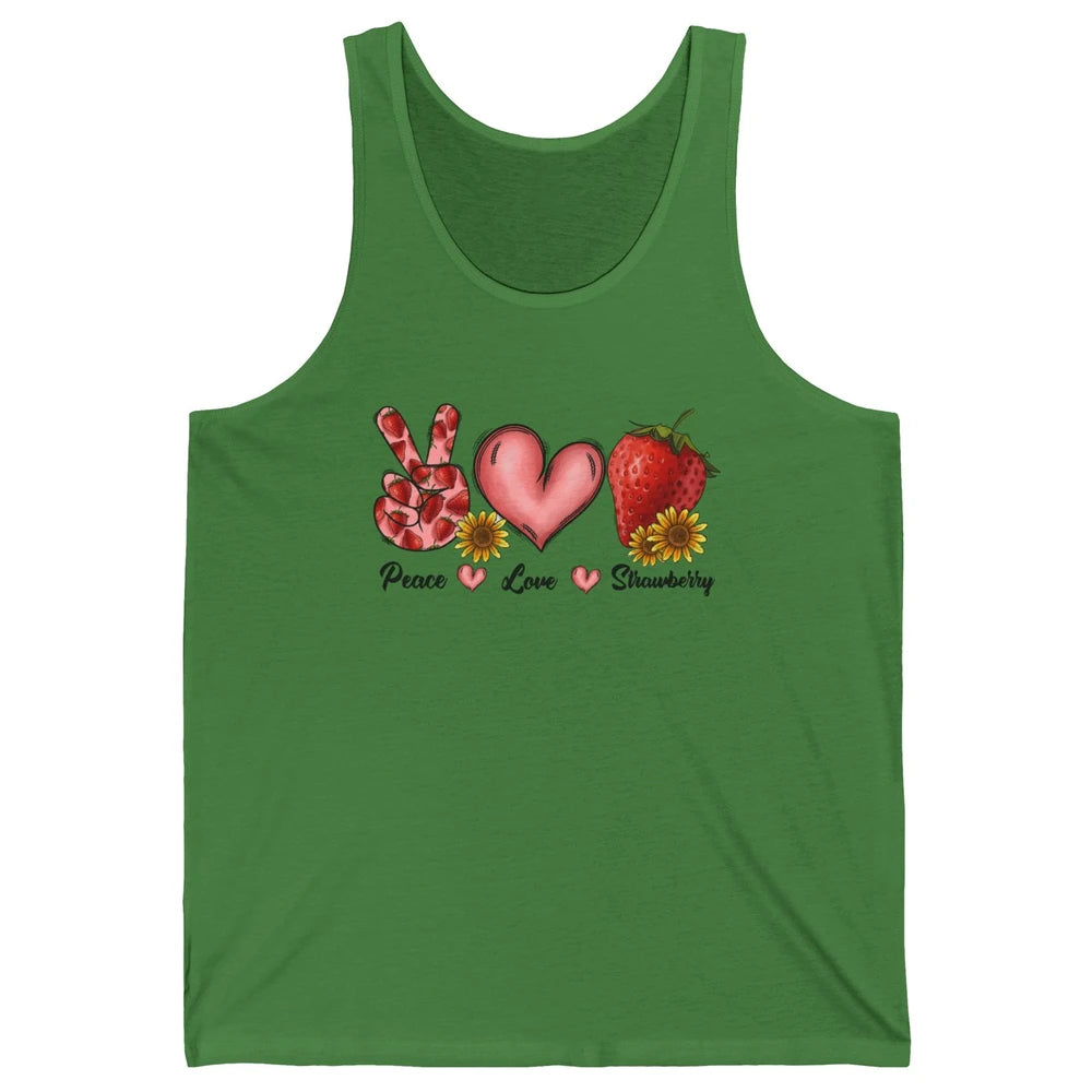 Peace Love Strawberry Strawberries Lover Strawberry Festival Unisex Jersey Tank