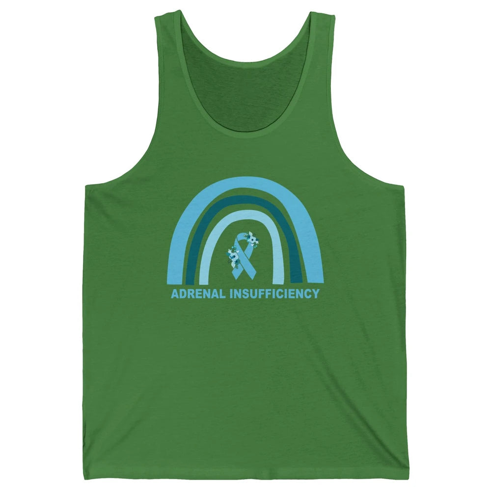 Adrenal Insufficiency Awareness Floral Blue Ribbon Rainbow Unisex Jersey Tank