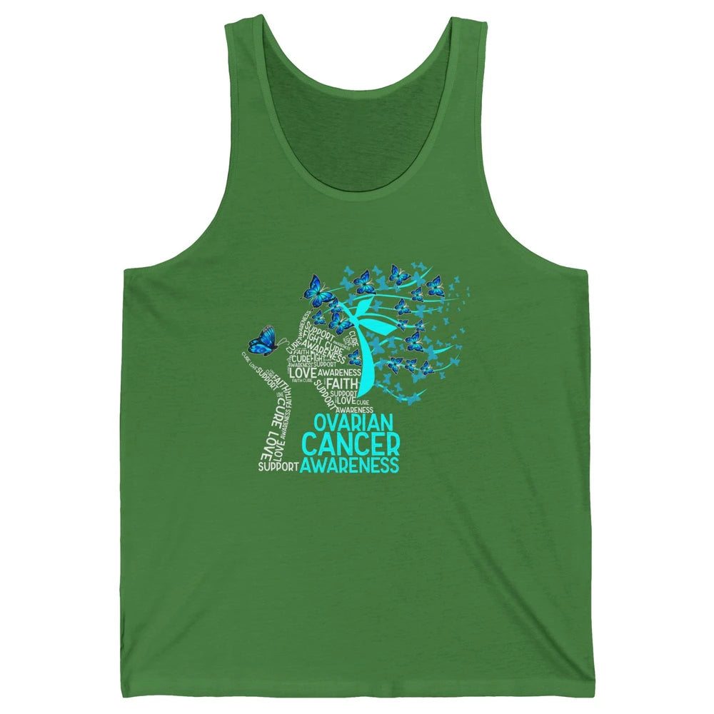 Ovarian Cancer Awareness Hope Love Cure Teal Ribbon Unisex Jersey Tank