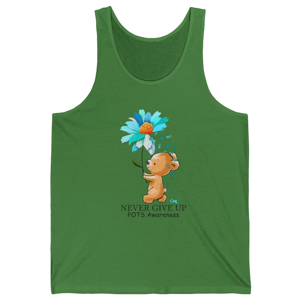 POTS Awareness Keep Going Daisy Bear Turquoise Sunflower Unisex Jersey Tank
