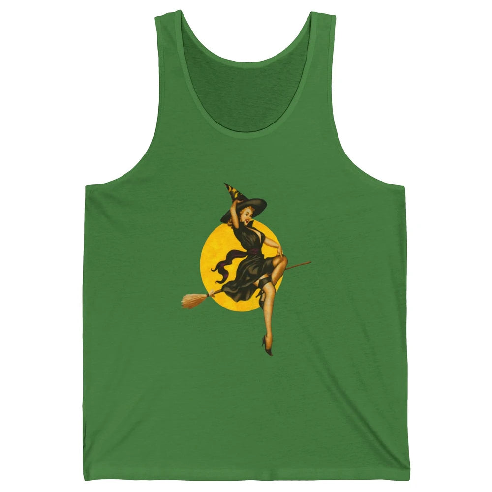 Pin Up Vintage Witch Pastel Witchcraft Halloween Spooky Goth Unisex Jersey Tank