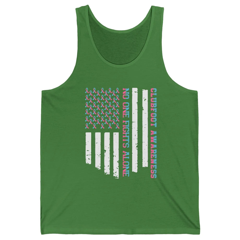 Retro Clubfoot Awareness Ribbon No One Fight Alone US Flag Unisex Jersey Tank